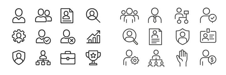 Aufkleber - Collection of diverse human resource and management icons illustrating teamwork and professional development concepts