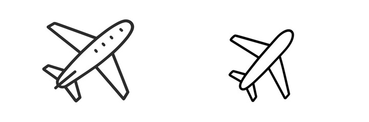 Aufkleber - Two simple airplane icons illustrating different perspectives in a minimalistic design suitable for various aviation-related themes