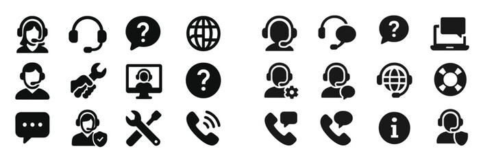 Leinwandbilder - Icons representing customer support and assistance displayed on a clean background for easy reference and utilization in various applications
