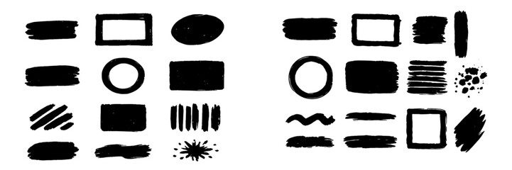 Poster - Broad brush strokes and shapes for artistic designs on a white background