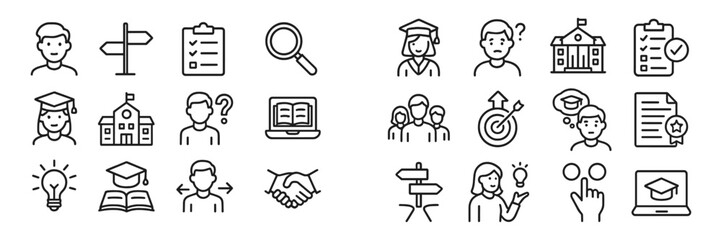 Poster - Symbols representing education, guidance, and assessment in a modern learning environment