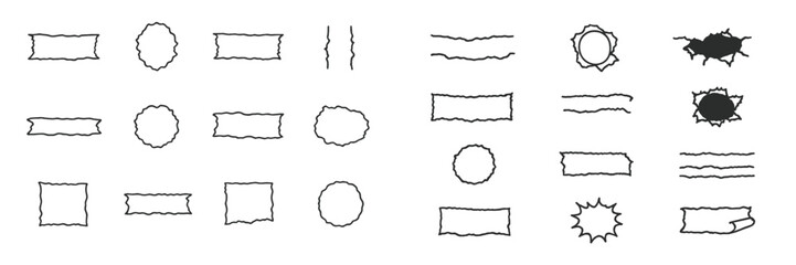 Poster - Hand-drawn decorative shapes for art and design projects featuring various textures and outlines