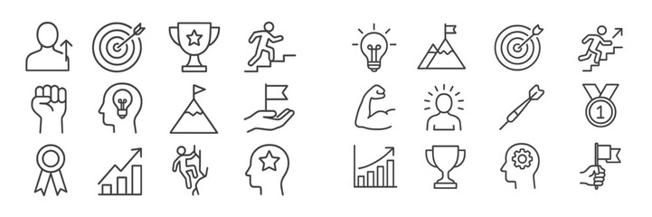 Poster - Motivation and achievement icons showcasing progress, goals, and success in various activities and endeavors