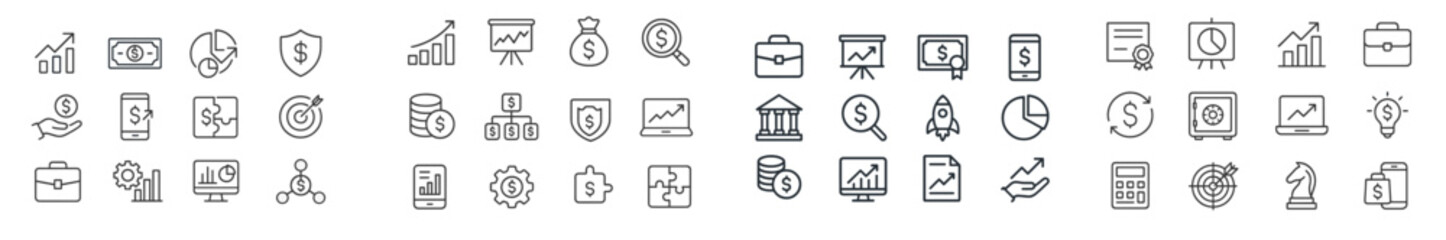 Aufkleber - Business icons representing finance, management, technology, and growth trends in professional settings