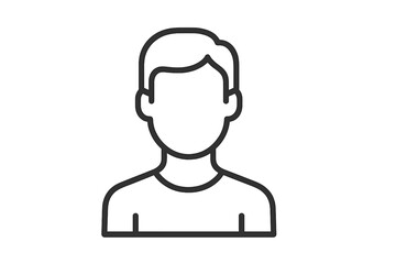 Leinwandbilder - Line drawing of a young man with short hair in a casual shirt