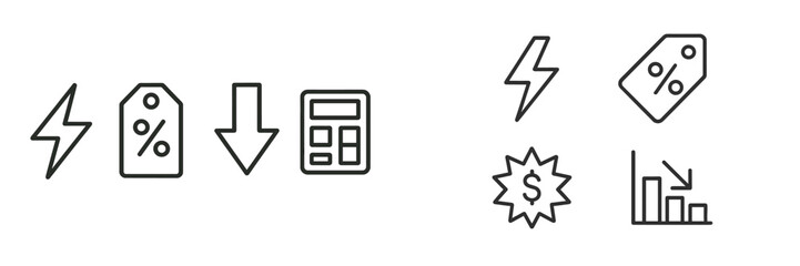 Poster - Financial symbols indicating sales, discounts, and market trends during a business analysis session