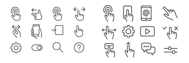 Leinwandbilder - User interface gesture icons for touch screens and smart devices featuring various hand movements and actions