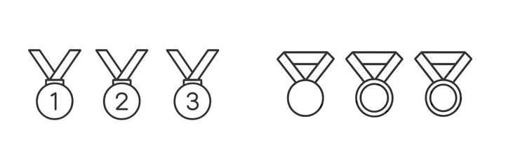 Poster - Sets of medals for first, second, and third place in competitions displayed with simple and clear design