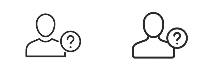 Aufkleber - Illustrations of two figures with question marks, symbolizing uncertainty or inquiry in a minimalist style