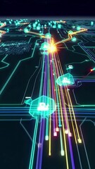 Wall Mural - a computer generated image of a city with many roads and buildings
