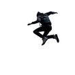 © Cheewarat - Silhouette of a Dynamic Leap: A silhouette of a person, captured mid-air with a powerful leap, is frozen in time, embodying freedom and agility.
