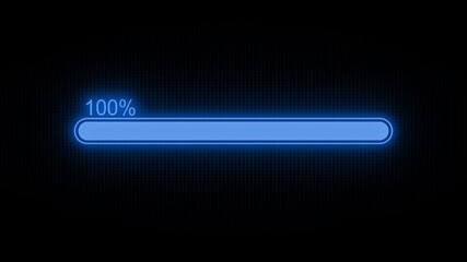 Glowing Animated Loading Progress Bar, High-Tech Digital Loading Bar