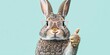 © alif - Cute rabbit with glasses gives thumbs up