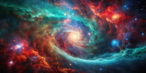 Wall Mural - a vibrant cosmic swirl, a breathtaking spectacle of celestial nebulae and radiant stars, captivating