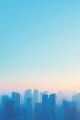 Wall Mural - serene urban skyline captured from high vantage point at dawn bathed in soft morning light