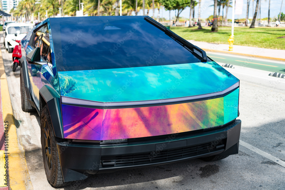 Electric car of Tesla Cybertruck. Car of Tesla Cybertruck parked ...