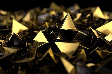 Golden pyramid abstract with dark backdrop