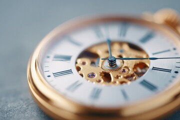 Wall Mural - close-up of vintage clock with visible intricate gears surrounded by light shadows