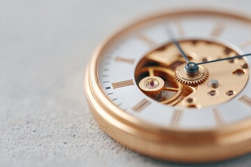 Wall Mural - close-up of vintage clock with visible intricate gears surrounded by light shadows