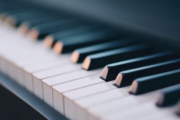 Wall Mural - close-up of organ keyboard gleaming keys emphasizing intricate details in minimalistic style