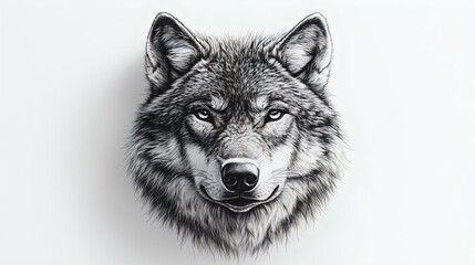 Wall Mural - a detailed and realistic illustration of a wolf's head featuring expressive eyes and textured fur, i