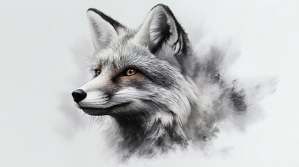Wall Mural - a detailed illustration of a fox's face, showcasing realistic features and expressive eyes against a