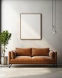 © faveteart - White framed poster in mockup style hanging from the wall