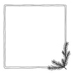 Wall Mural - a minimalist, elegant line art frame. a corner decorated with simple leaves, offering a touch of nat