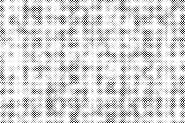 Aufkleber - Grunge halftone gradient background. Faded grit noise texture. White and black sand wallpaper. Retro pixelated backdrop. Anime or manga style comic overlay. Vector graphic design textured template