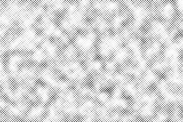 Aufkleber - Grunge halftone gradient background. Faded grit noise texture. White and black sand wallpaper. Retro pixelated backdrop. Anime or manga style comic overlay. Vector graphic design textured template	
