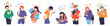 © SpicyTruffel - People with phone. Woman social media person, happy student in internet network listen music, male and female talking and chatting. Vector cartoon flat style isolated teenager characters