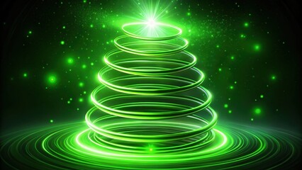 Aufkleber - Abstract Green Luminous Spiral Festive Design with Glowing Lights and Sparkles