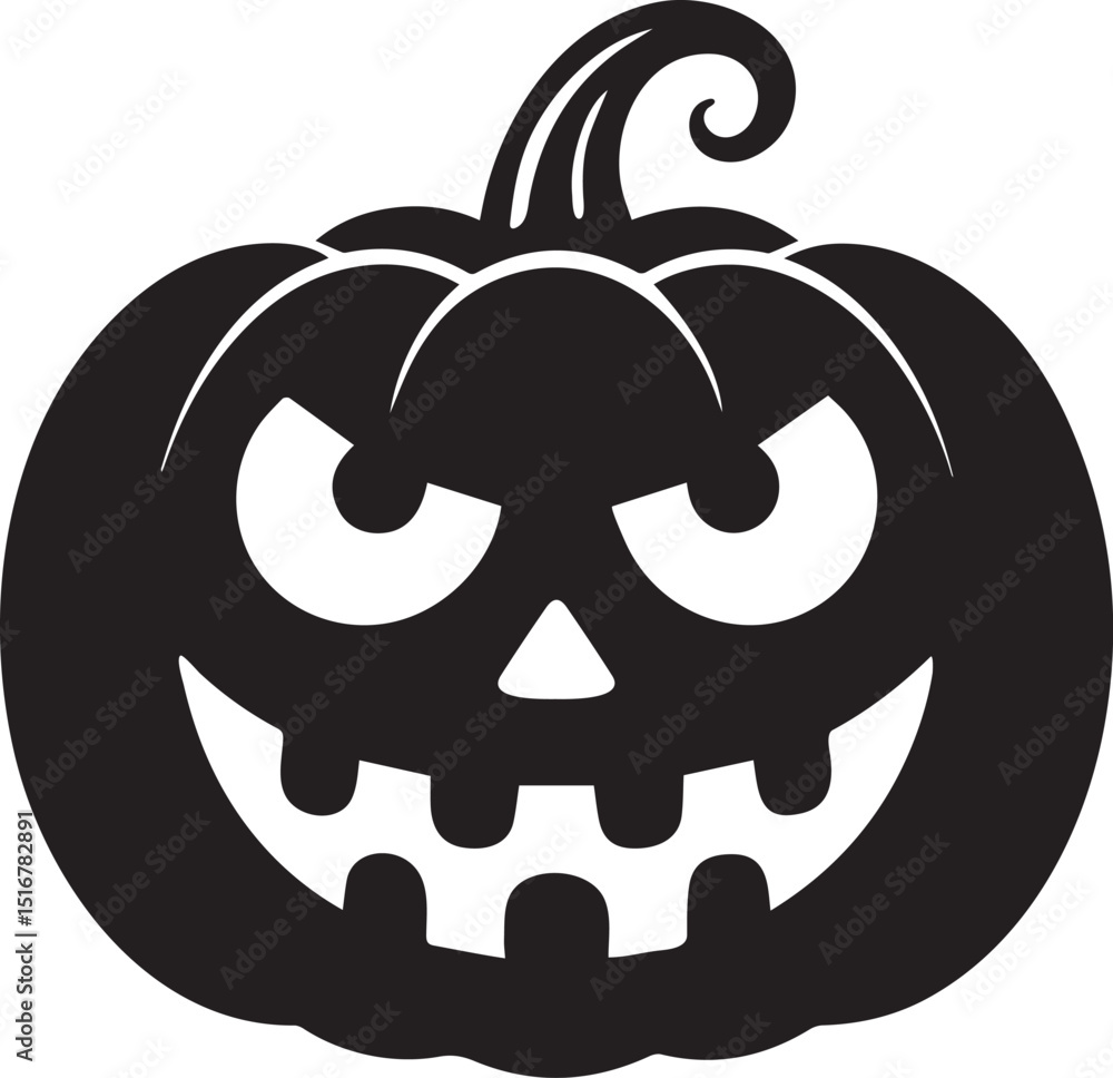 Spooky Halloween Jack-o-Lantern pumpkin silhouette vector illustration ...