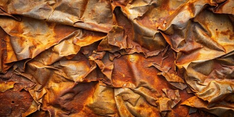 Aufkleber - Abstract Textured Rusted Metal Surface A Detailed Close-Up of Deeply Creased and Oxidized Sheet Metal Showing a Rich Palette of Browns, Oranges, and Rusts