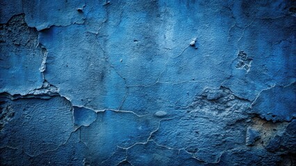 Poster - Deep Azure Wall Texture A Study in Aged Paint and Crumbling Surface