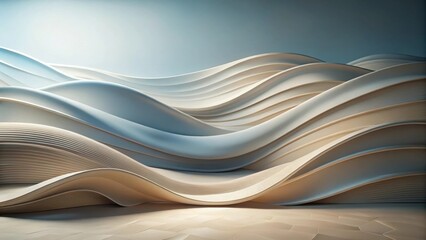 Poster - Abstract Curving Architectural Design with Smooth, Flowing Lines and Subtle Light and Shadow Effects