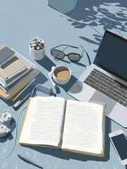 Poster - Minimalist Tech Desk Setup Featuring an Open Notebook and Clean Workspace for Focused Productivity