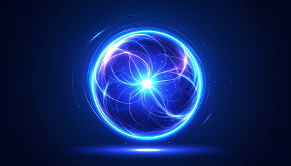 Wall Mural - magic sphere with plasma glow. abstract futuristic flowing neon energy ball with glowing waves.