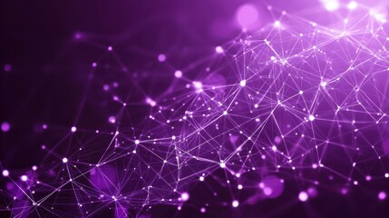 Wall Mural - Abstract purple background with connecting dots and lines. Structure and communication. Plexus effect. Abstract science geometrical network background.