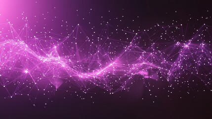 Wall Mural - Abstract purple background with connecting dots and lines. Structure and communication. Plexus effect. Abstract science geometrical network background.