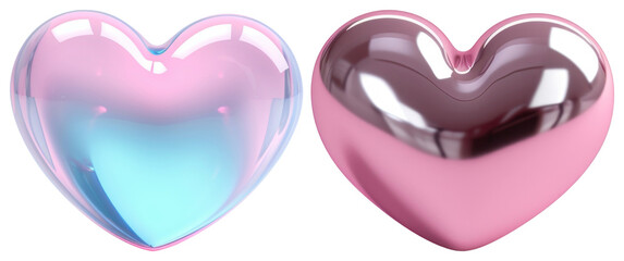 Canvas Print - png glossy heart-shaped 3d designs, element set on transparent background