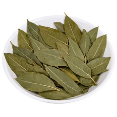 Wall Mural - bay leaves in a bowl isolated on transparent background