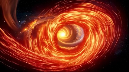 Wall Mural - abstract cosmic spiral nebula in shades of orange and blue, swirling vortex galaxy with central brig