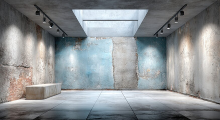 Aufkleber - Empty Industrial Room With Concrete Walls and Skylight, Representing Urban Renewal and Architectural Modernity for Real Estate Marketing and Interior Design