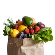 © Sultan - Overflowing paper bag of healthy groceries fresh fruits and greens ready on transparent background