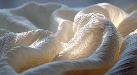 Poster - Flowing White Fabric With Soft Light and Delicate Texture, Representing Purity and Luxury Goods Advertising, Perfect for Interior Design