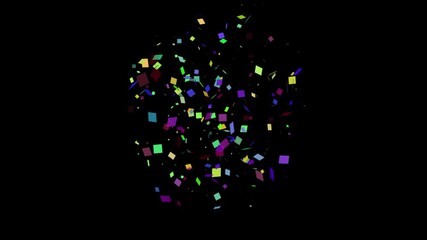 Wall Mural - colorful particle magic effect floating upward square loop animation video on black background good 