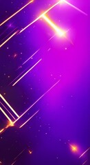 Wall Mural - a bright purple v with a yellow and blue outline glows in the center of a dark sparkly background 4k
