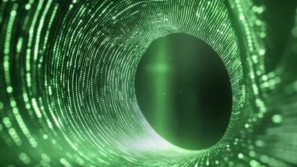 Leinwandbilder - Digital Tunnel: Abstract glowing green digital tunnel, representing the flow of data and information in the digital world.  The tunnel creates a sense of depth and mystery.