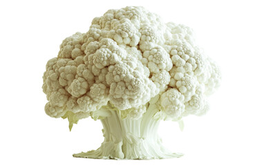 Wall Mural - Surreal illustration of blooming cauliflower resembling a glowing mushroom cloud form isolated on transparent background PNG
